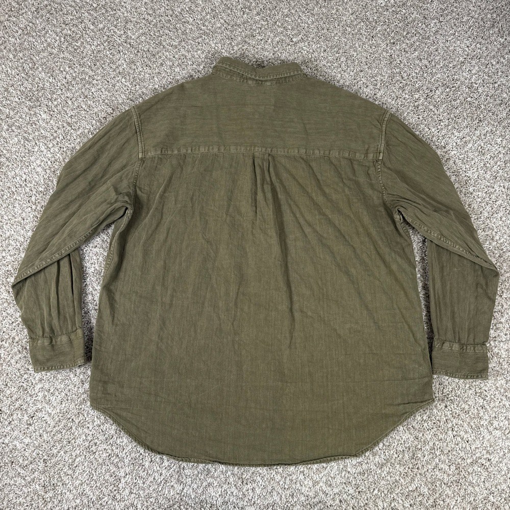 Levis SilverTab Shirt Mens Large Olive Green Relaxed Fit Cotton Button Up Denim - Picture 9 of 12